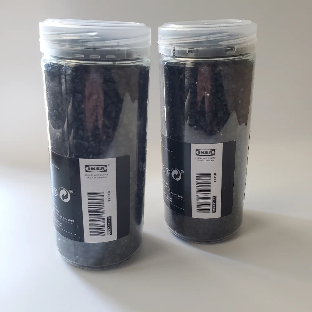 IKEA Kulort Set of 2 Black Metallic Sheen Crushed Glass Vase Fillers Accents NWT